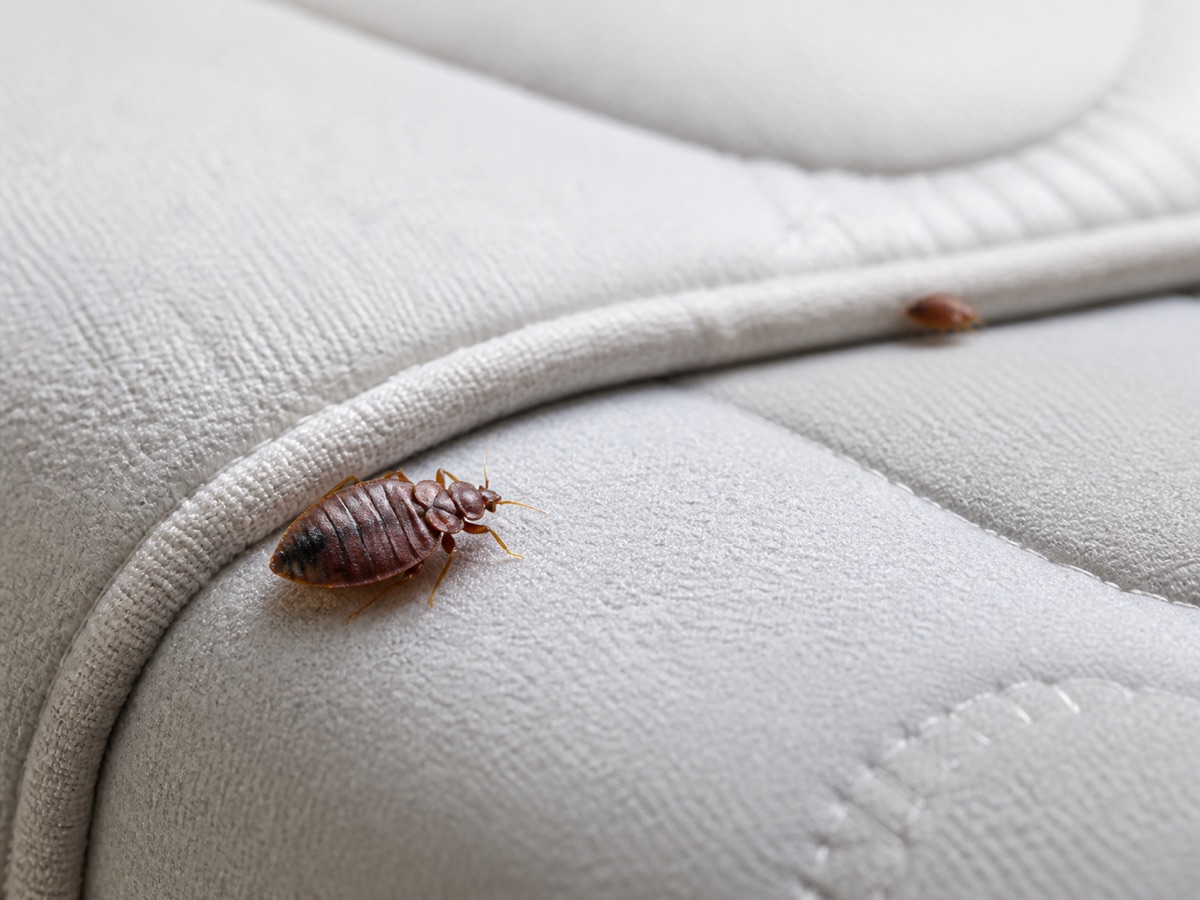 Punaise de lit visible sur la couture d’un matelas